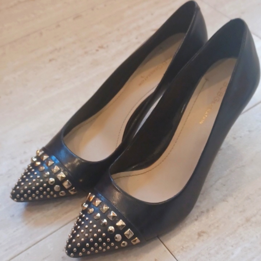 BCBGENERATION Black Gold Studded Heels